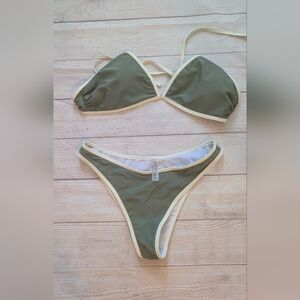 Green Triangle Cheeky Bikini Set Size XL